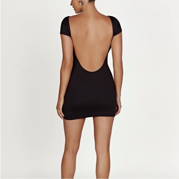 Meshki Reyna Recycled Nylon Backless Mini Dress Black XL - Picture 2 of 10